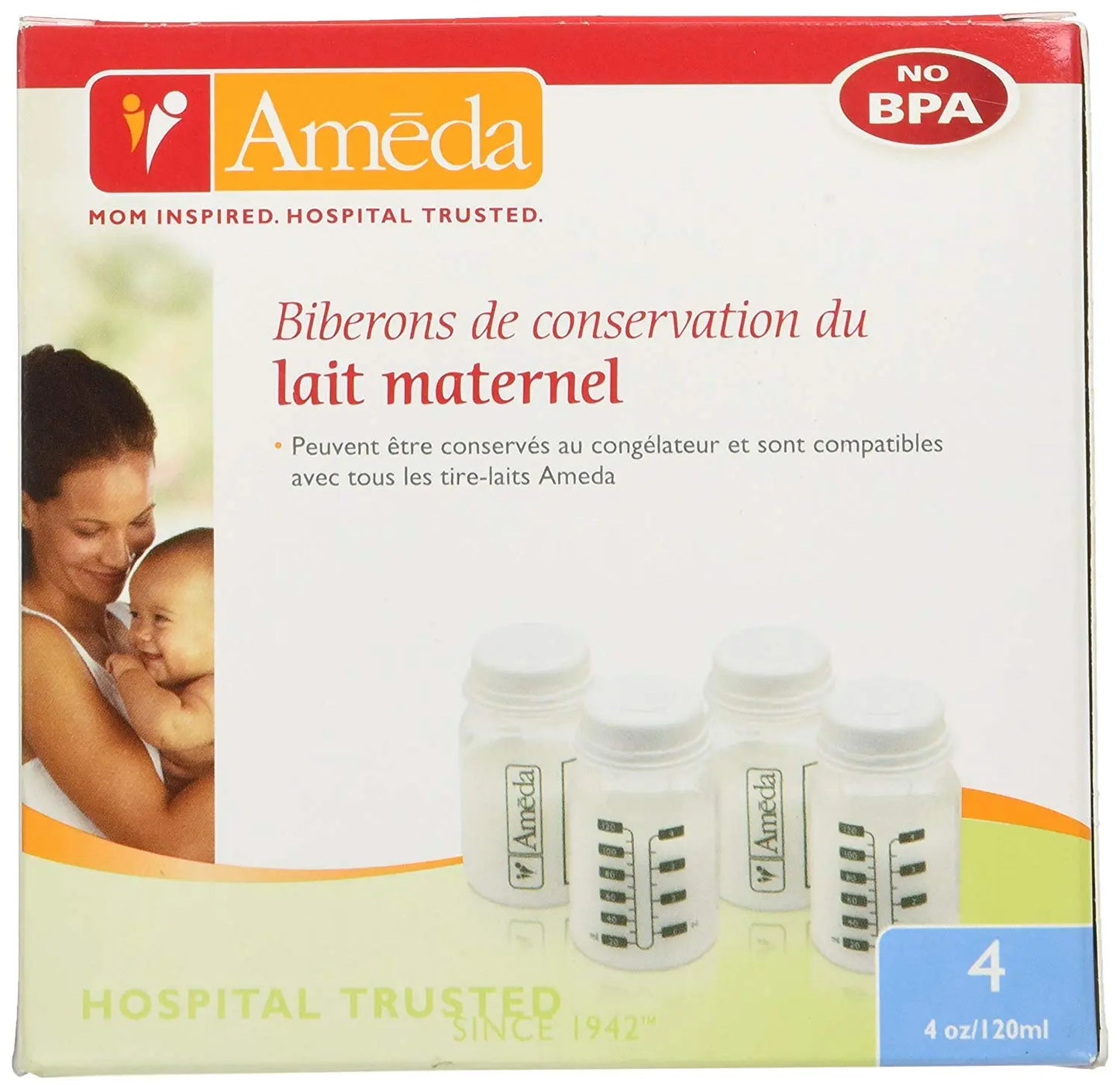 Botellas para almacenar leche materna x 4 unid. - Ameda Ameda