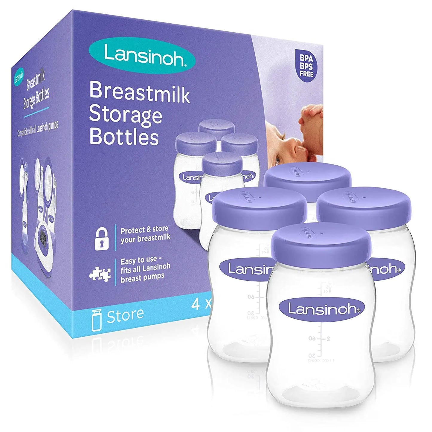 Botellas para almacenar leche materna x 4 unidades Lansinoh Lansinoh