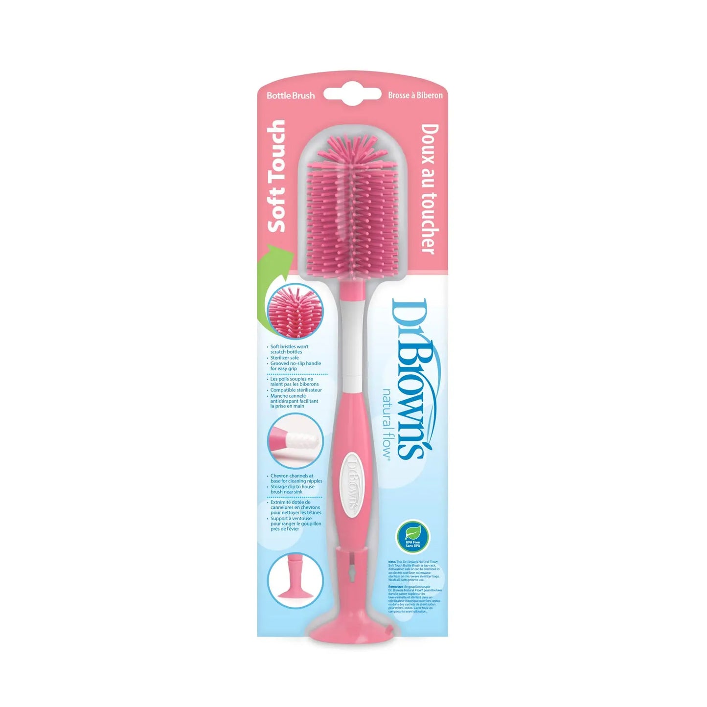Cepillo Suave de Limpieza (sin metal y sin esponja) Rosado - Dr. Brown's Dr. Brown's