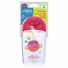 Vaso con cañita de 12 oz/350ml. Planetas Rosados - Dr. Brown's Dr. Brown's