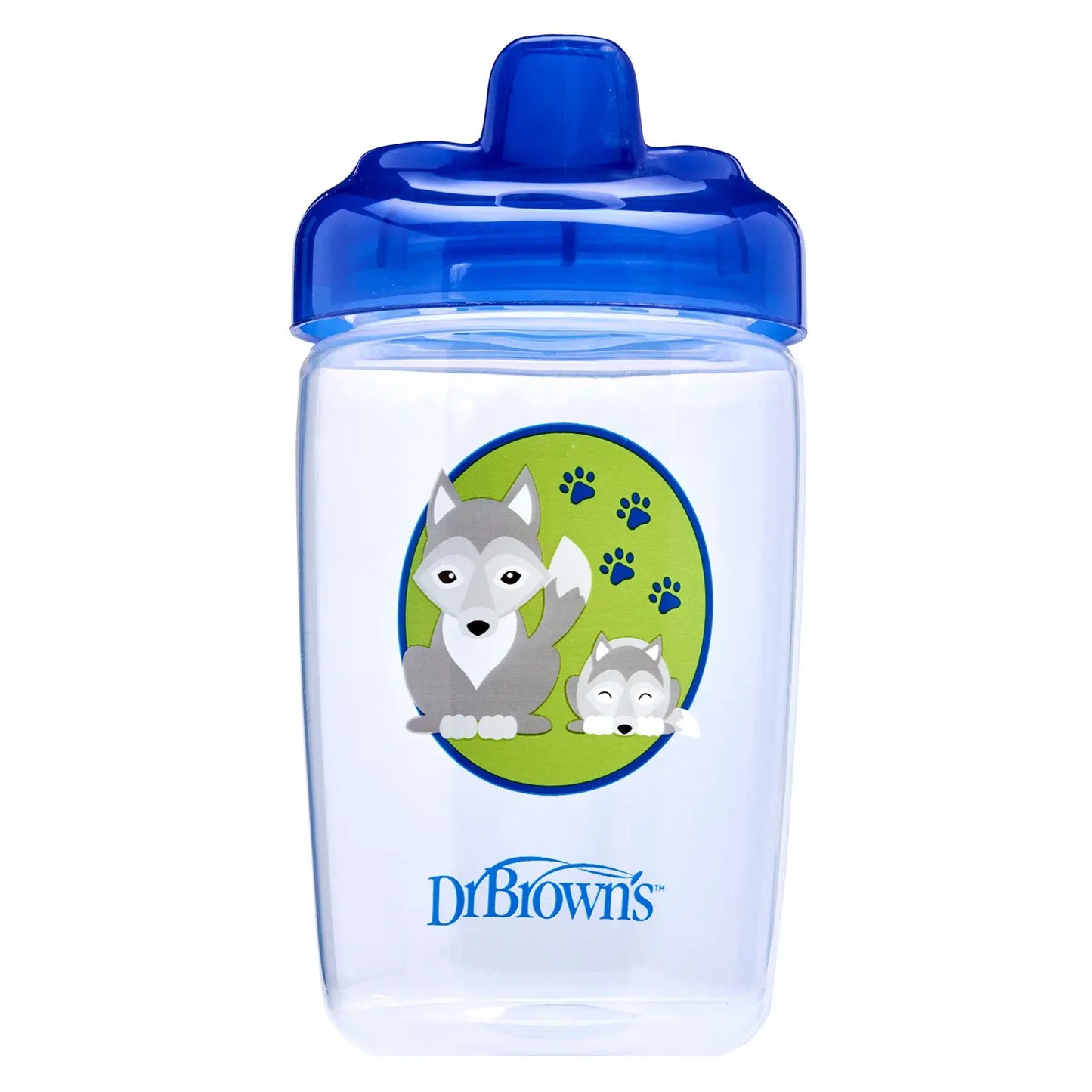 Vaso de transición con boquilla dura de 12 onzas /350ml lobo azul 12m+ Dr. Brown's Dr. Brown's
