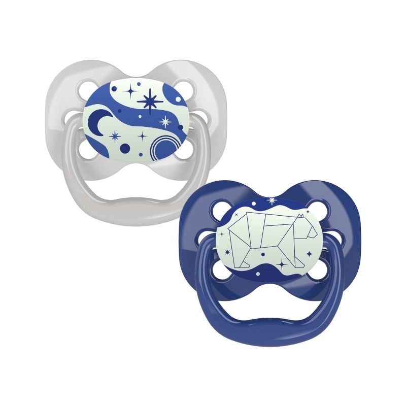 Pack de Chupones x 2 unid. Advantage Azul de 0 a 6 meses que brilla en la oscuridad - Dr. Brown's - Tortuguita Baby Store