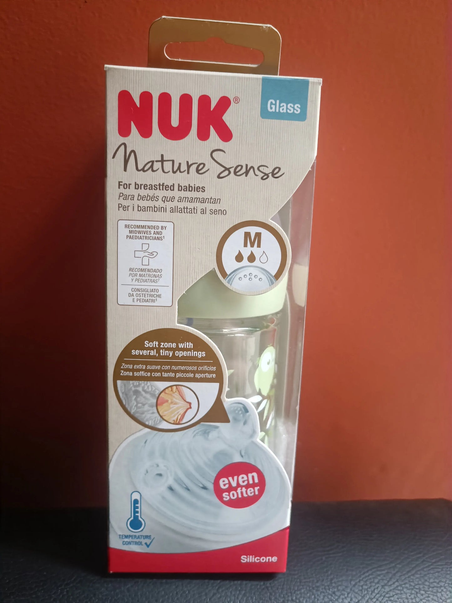 Biberón de vidrio Nuk Nature sense de 0 a 6 meses verde 240ml/ 8 onzas Tortuguita Baby Store