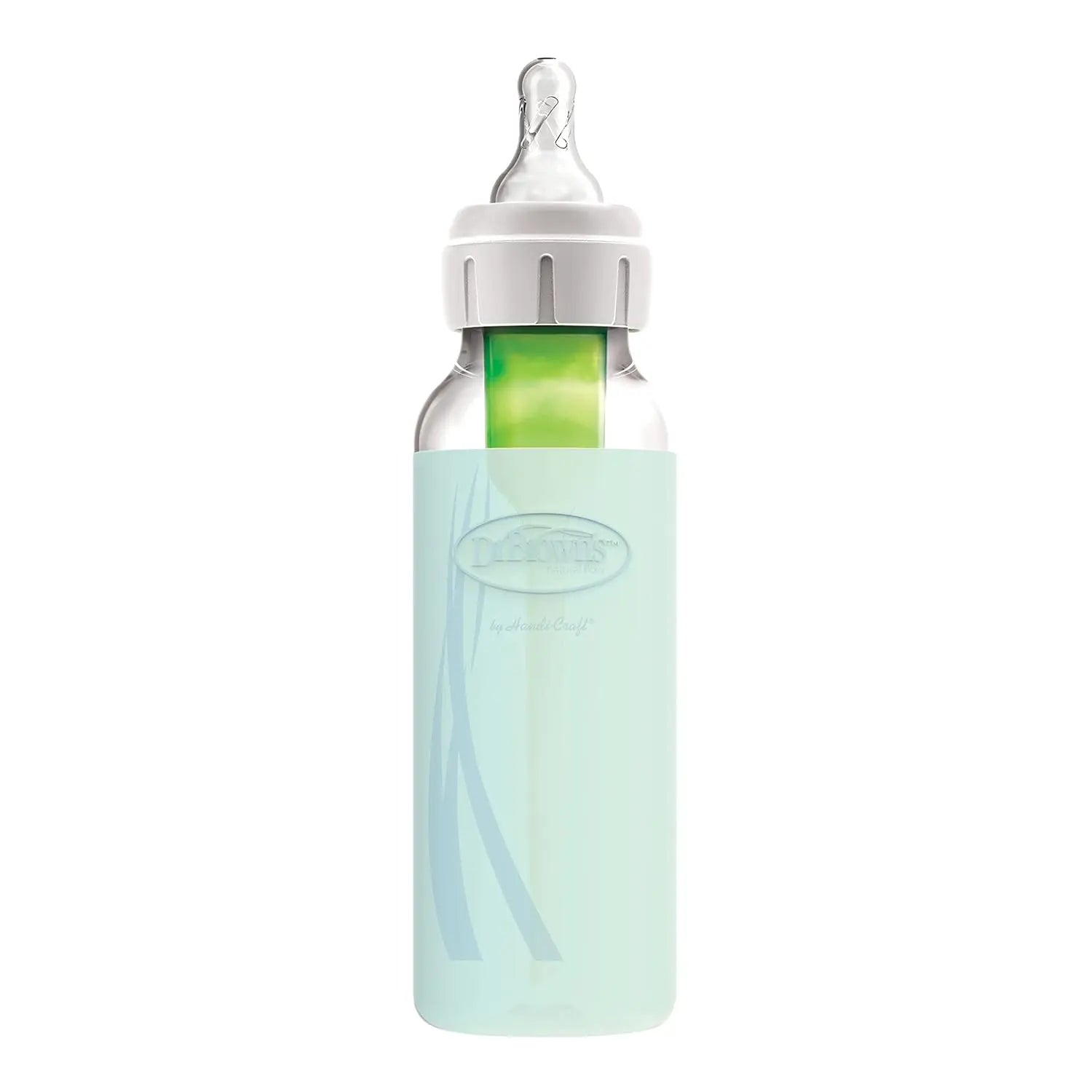 Funda protectora para biberones de vidrio boca estrecha 8 onzas Menta Light Dr. brown's Dr. Brown's