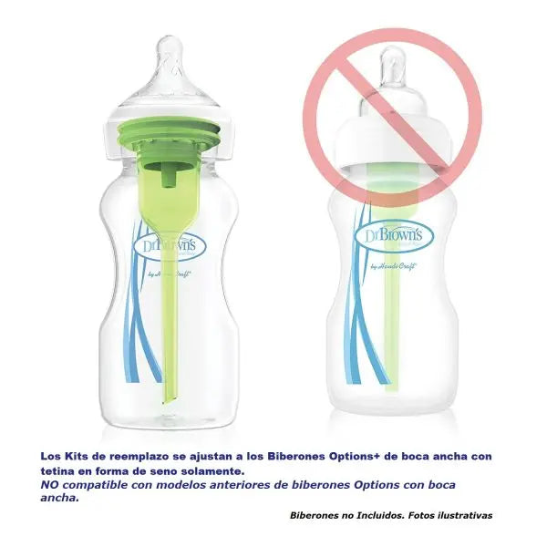 Juego de Ventilación - Repuesto para usar con biberones  Boca Ancha Options+ de 9 oz Dr. Brown's Dr. Brown's