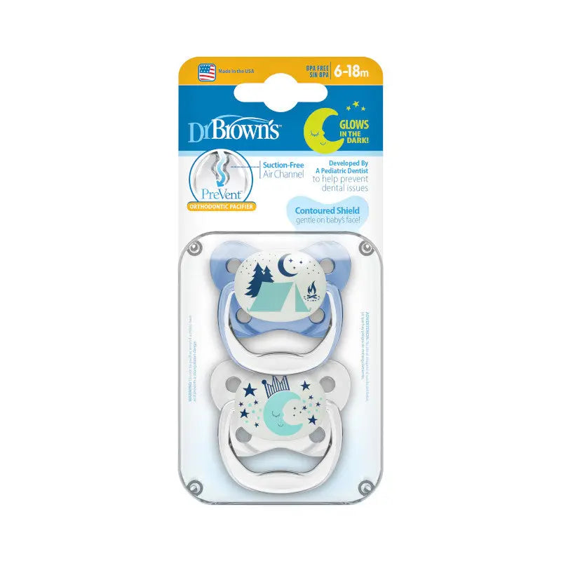 Pack chupones x 2 Unid. PreVent Niño que brilla en la oscuridad De 6 a 18 meses - Dr. Brown's Dr. Brown's