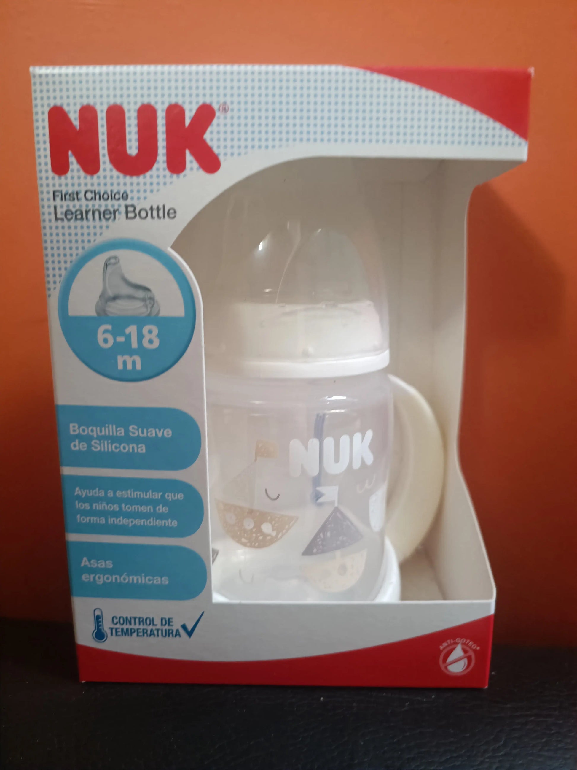 Vaso de entrenamiento Nuk blanco de 6 a 18 meses Tortuguita Baby Store