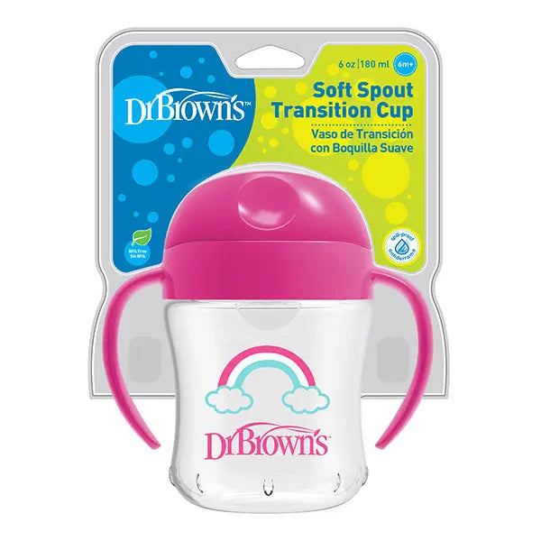 Vaso de transición Antiderrame con boquilla suave Rosado de 180 ml / 6 onz - Dr. Brown's Dr. Brown's