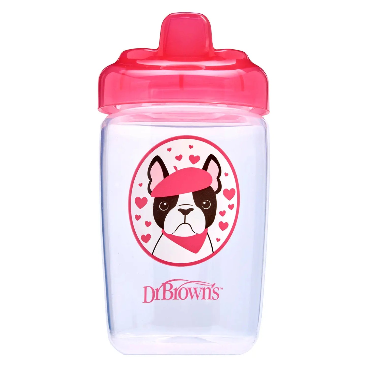 Vaso de transición con boquilla dura de 12 onzas /350ml perro Rosa 12m+ Dr. Brown's Dr. Brown's