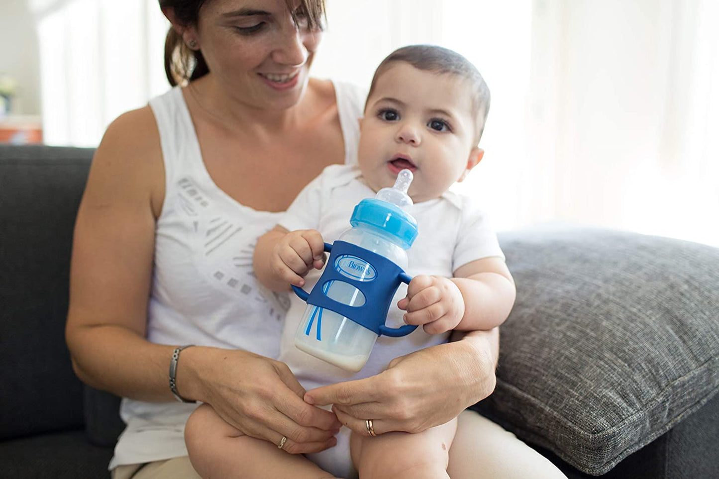 Biberón para Bebés en Transición con Asas Options B/Ancha 9oz/270ml Azul Dr. Brown´s