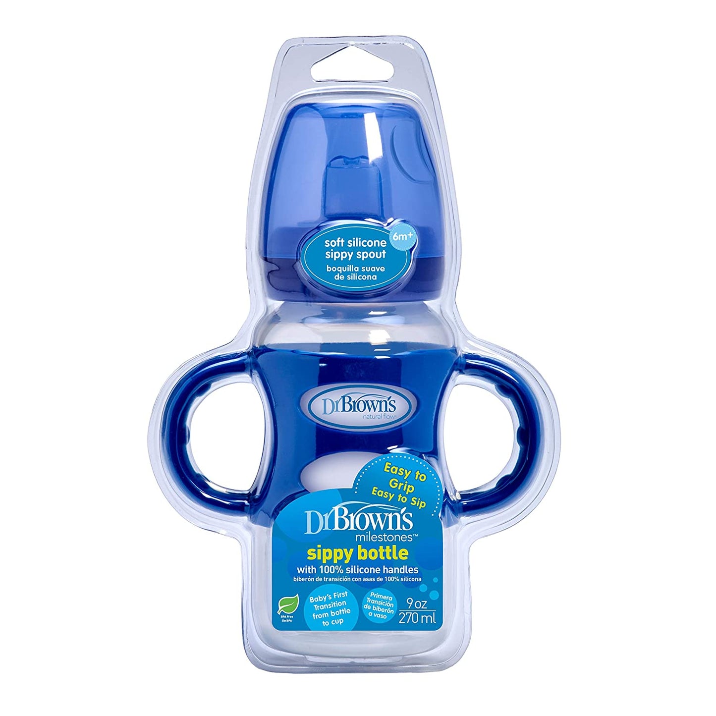 Biberón para Bebés en Transición con Asas Options B/Ancha 9oz/270ml Azul Dr. Brown´s