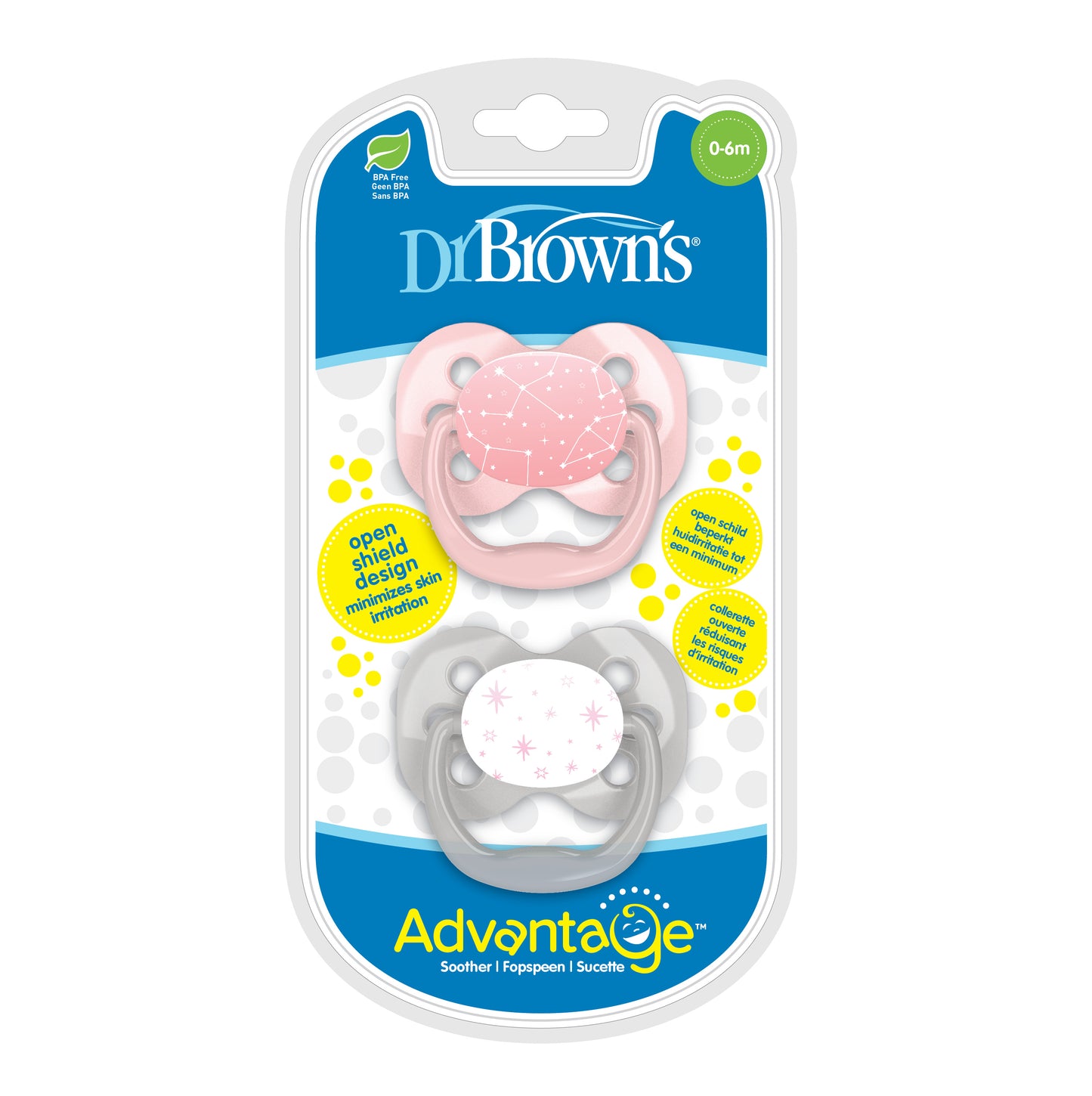 Pack de Chupones x 2 unid. Advantage Galaxia Rosa de 0 a 6 meses - Dr. Brown's