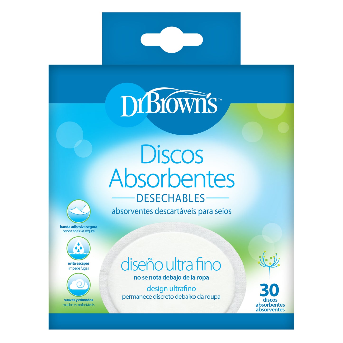 Discos absorbentes desechables para pecho materno, 30 unid Dr. Brown's